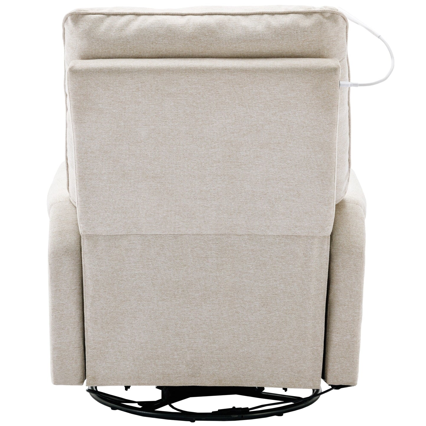 Beige 270Â° Swivel Recliner with USB Charging Ports, Touch Lamp, Rocking Base, and Side Storage Pocket