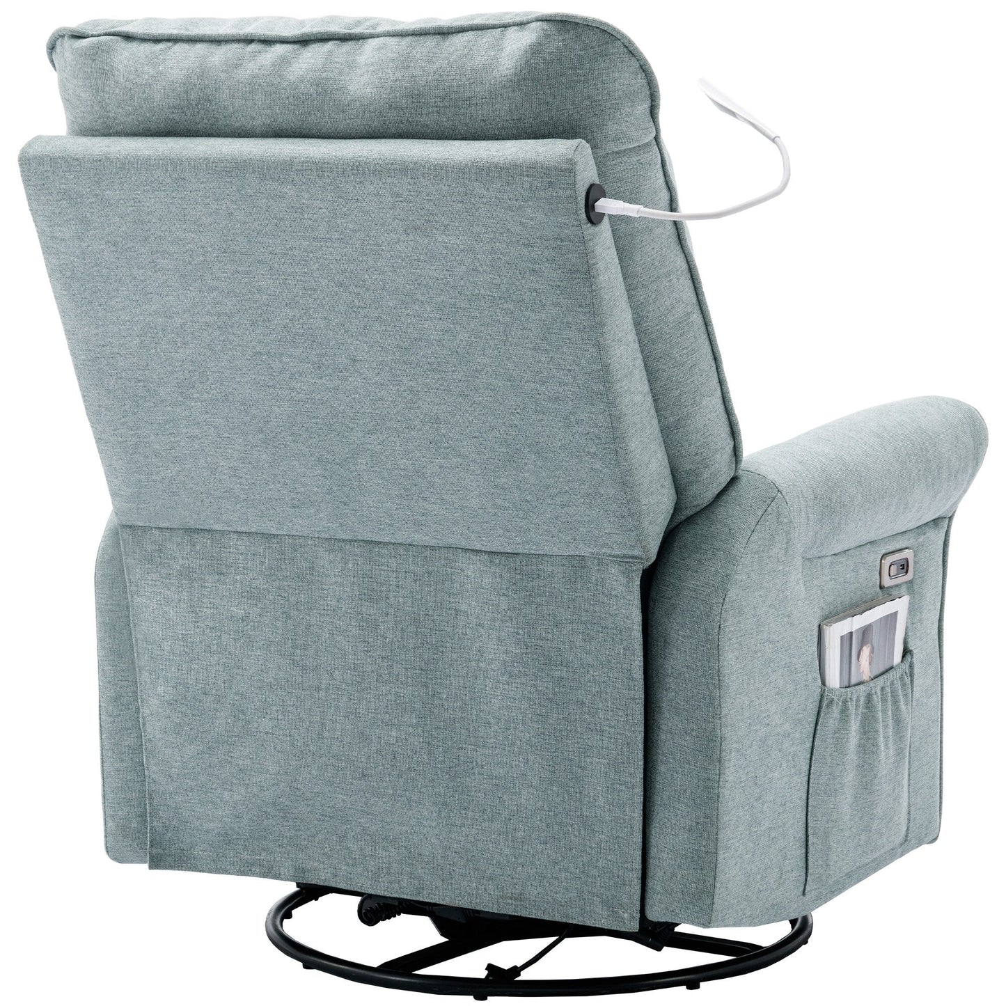 Beige 270Â° Swivel Recliner with USB Charging Ports, Touch Lamp, Rocking Base, and Side Storage Pocket