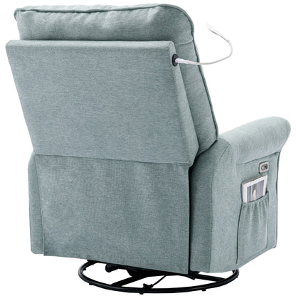 Beige 270Â° Swivel Recliner with USB Charging Ports, Touch Lamp, Rocking Base, and Side Storage Pocket