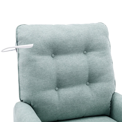 Beige 270° Swivel Recliner with USB Ports, Rockable Base, Side Pocket, and Touch Lamp for Home Use