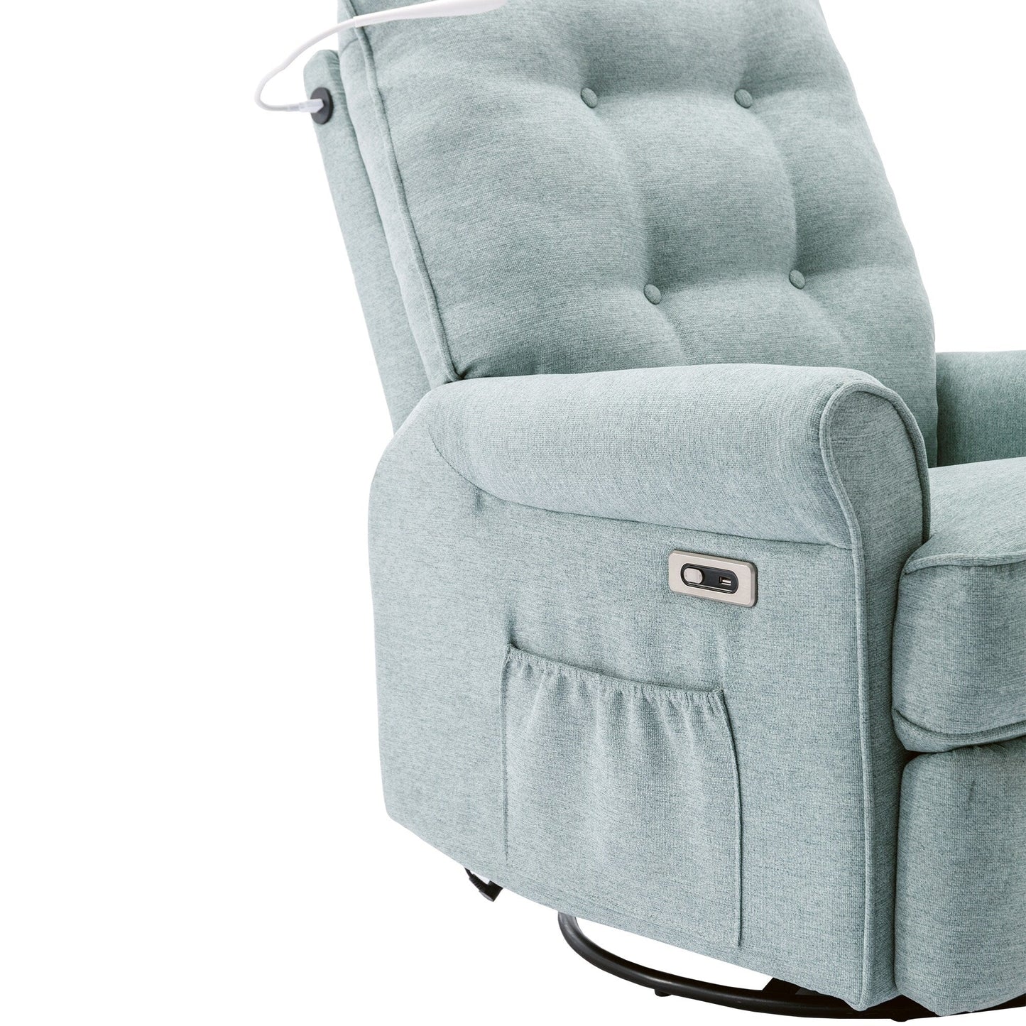 Beige 270Â° Swivel Recliner with USB Ports, Rocking Base, Side Pocket, and Touch Lamp for Home Use
