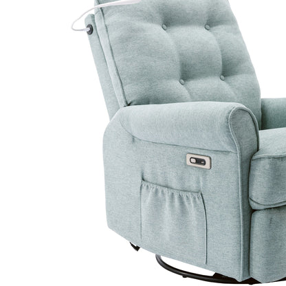 Beige 270Â° Swivel Recliner with USB Ports, Rocking Base, Side Pocket, and Touch Lamp for Home Use