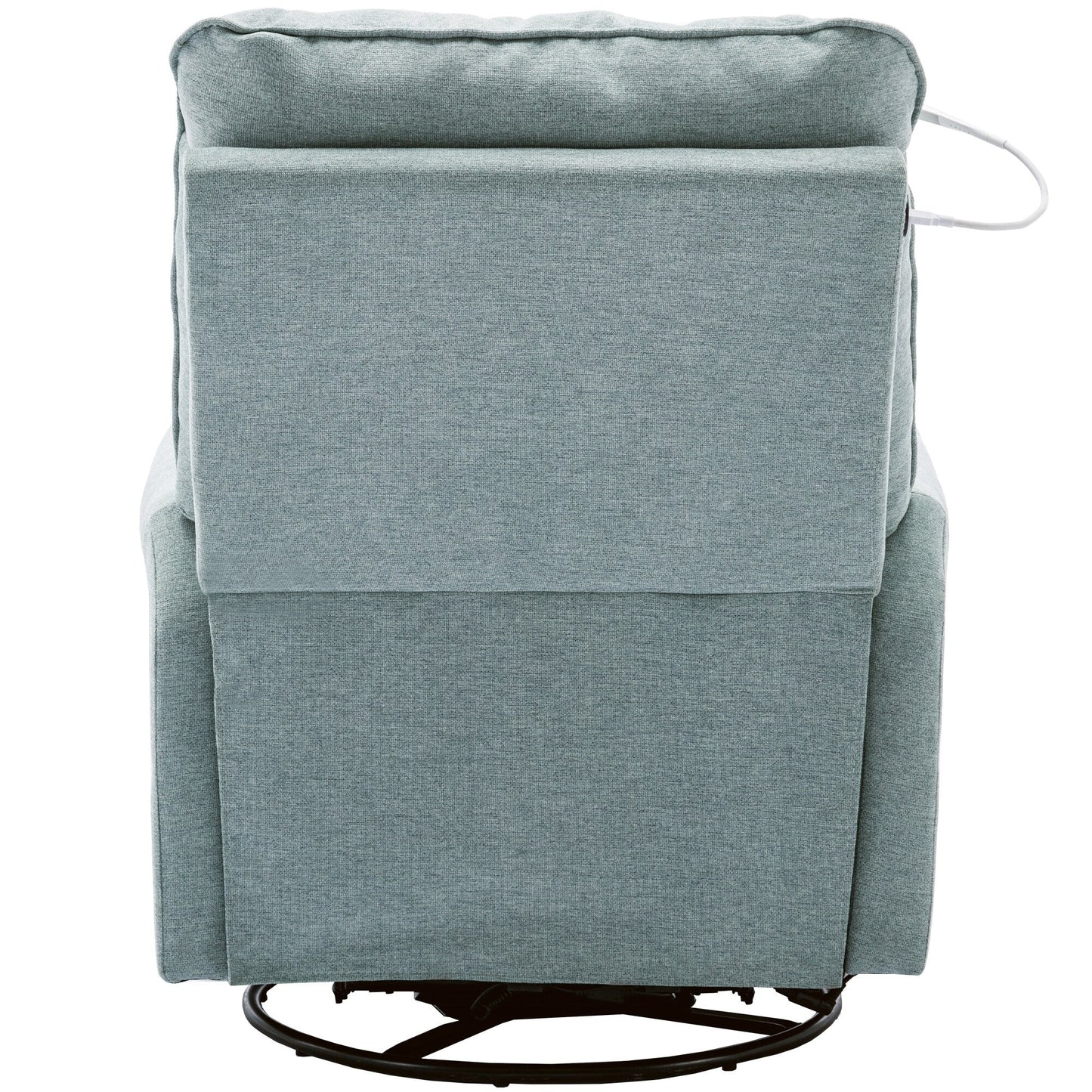 Beige 270° Swivel Recliner with USB, Rocking Base, and Side Pocket