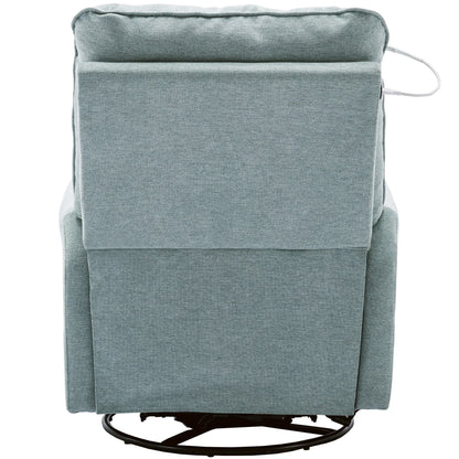Beige 270° Swivel Recliner with USB, Rocking Base, and Side Pocket