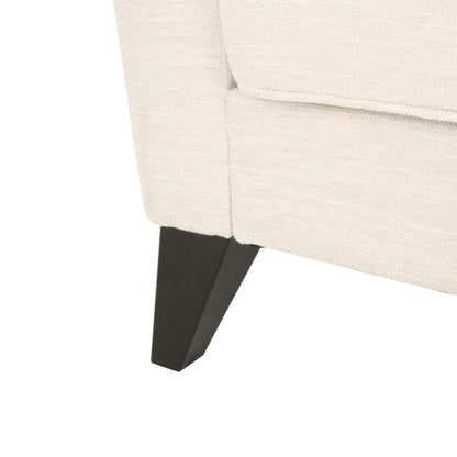 Beige 3-seater Sofa with Birch Wood Legs and Side Pillows