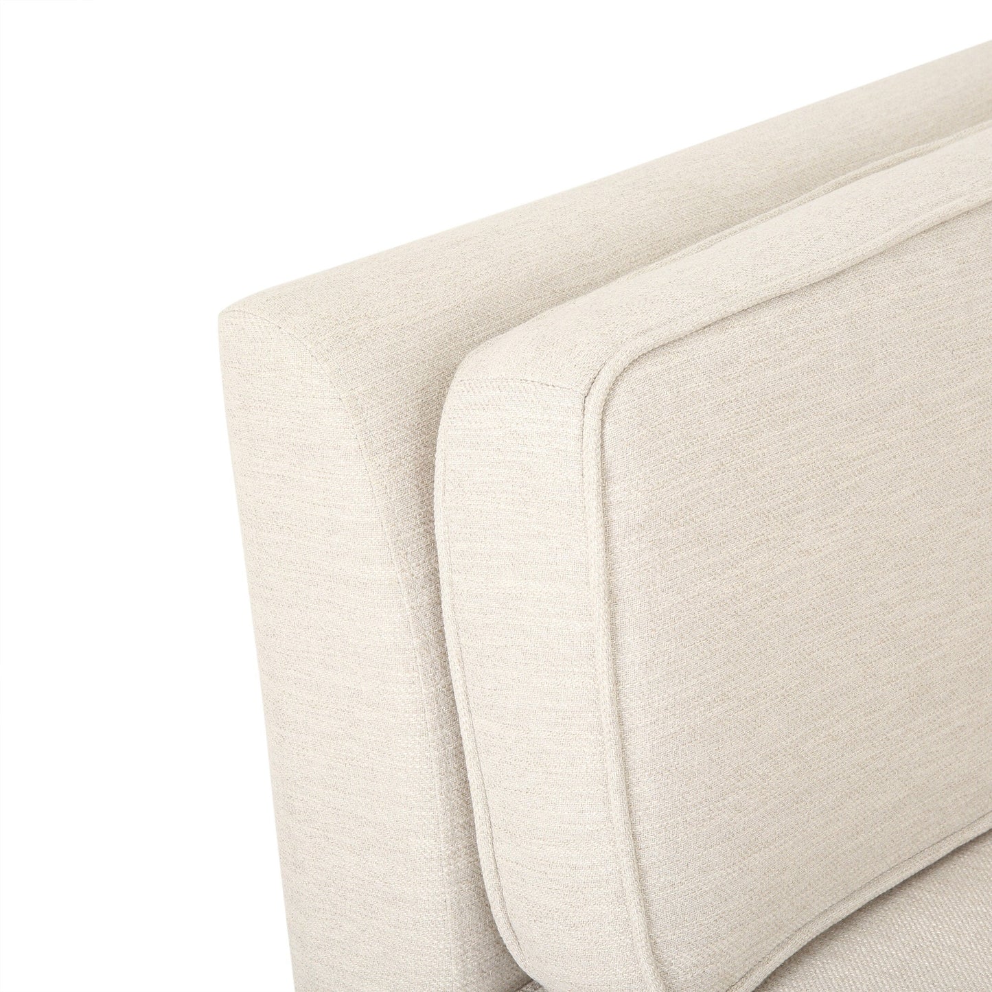 Beige 3-seater Sofa with Birch Wood Legs and Side Pillows