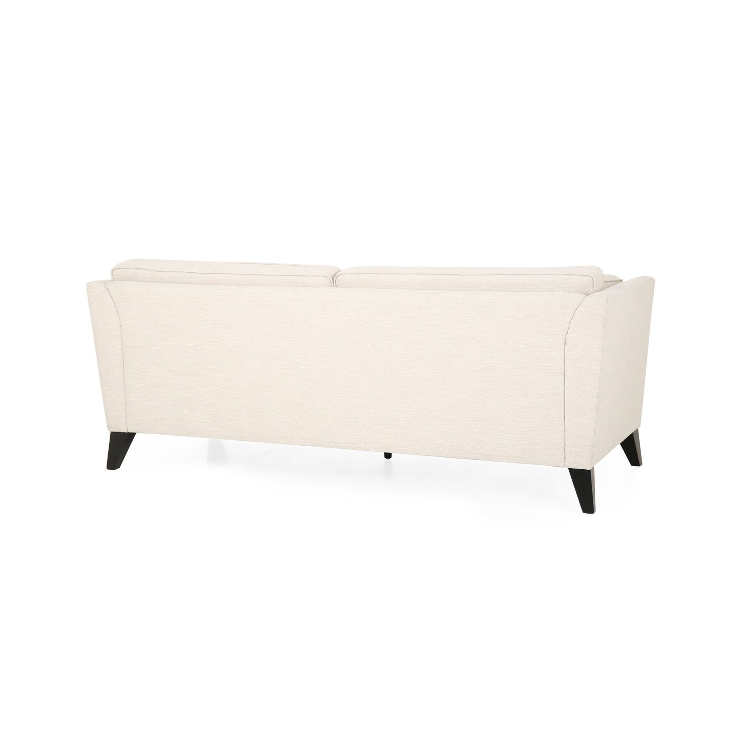 Beige 3-seater Sofa with Birch Wood Legs and Side Pillows