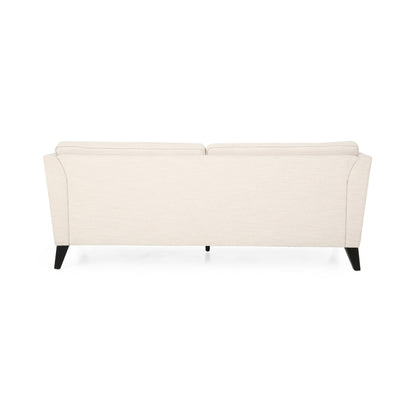 Beige 3-seater Sofa with Birch Wood Legs and Side Pillows
