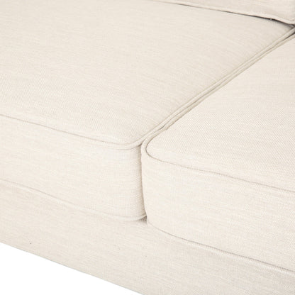 Beige 3-seater Sofa with Birch Wood Legs and Side Pillows