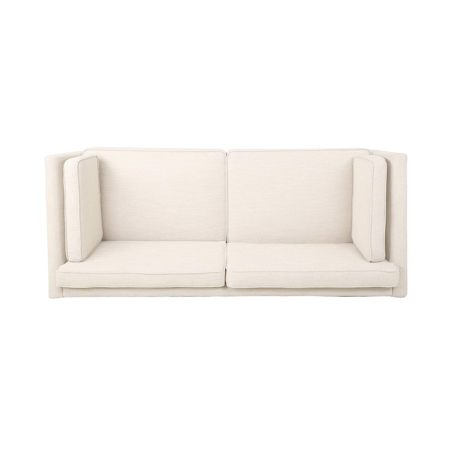 Beige 3-seater Sofa with Birch Wood Legs and Side Pillows