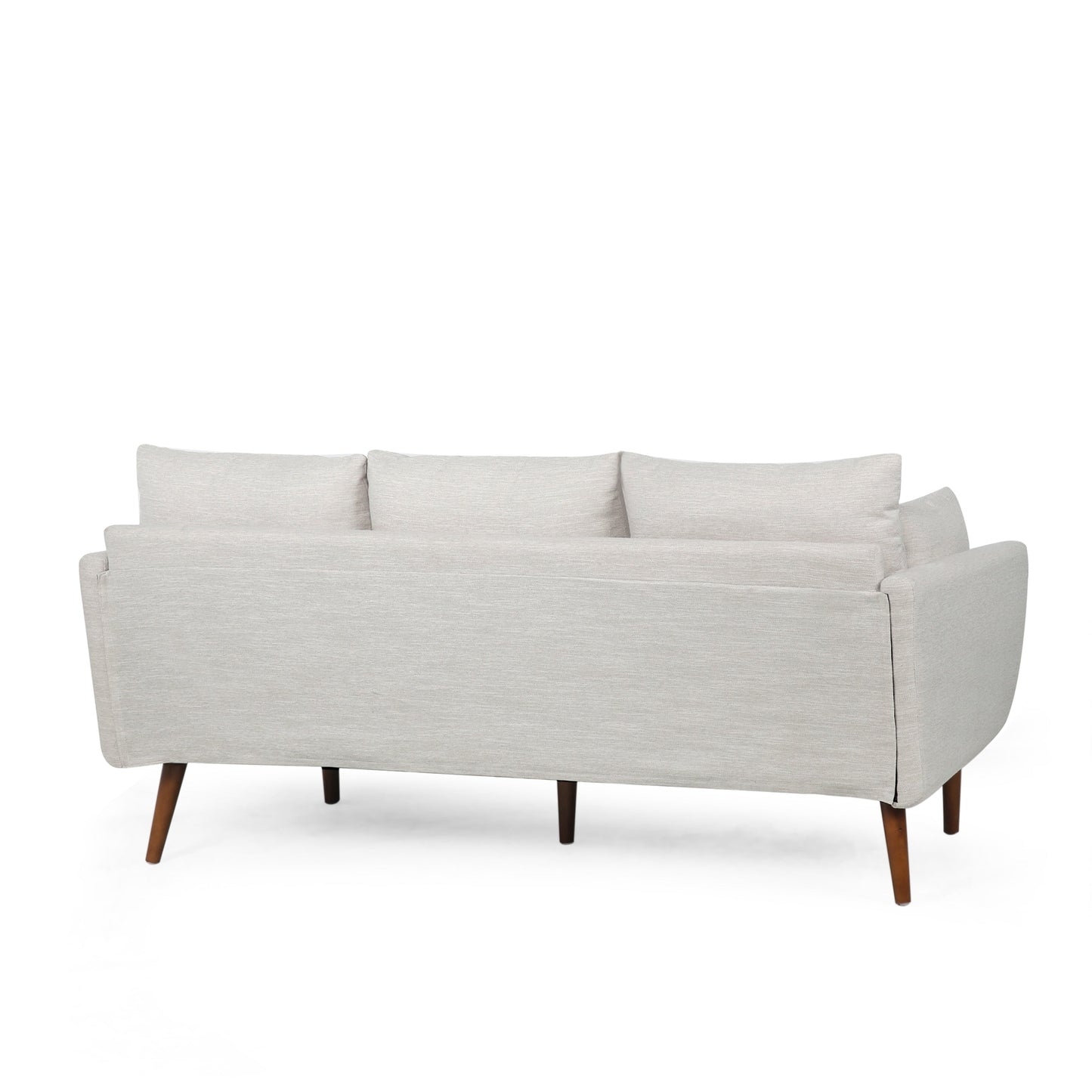 Beige 3-seater Sofa with Birchwood Legs and Pillows