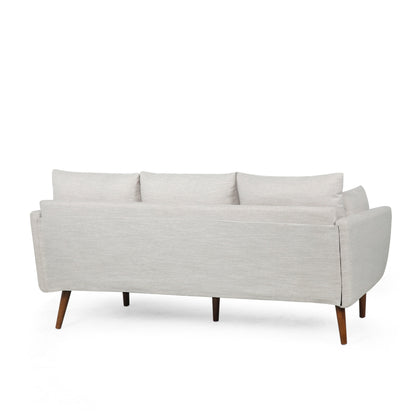 Beige 3-seater Sofa with Birchwood Legs and Pillows
