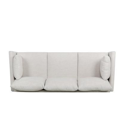 Beige 3-seater Sofa with Birchwood Legs and Pillows