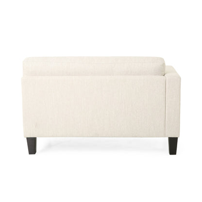 Beige 3-seater Sofa with Wood Legs and Two Pillows