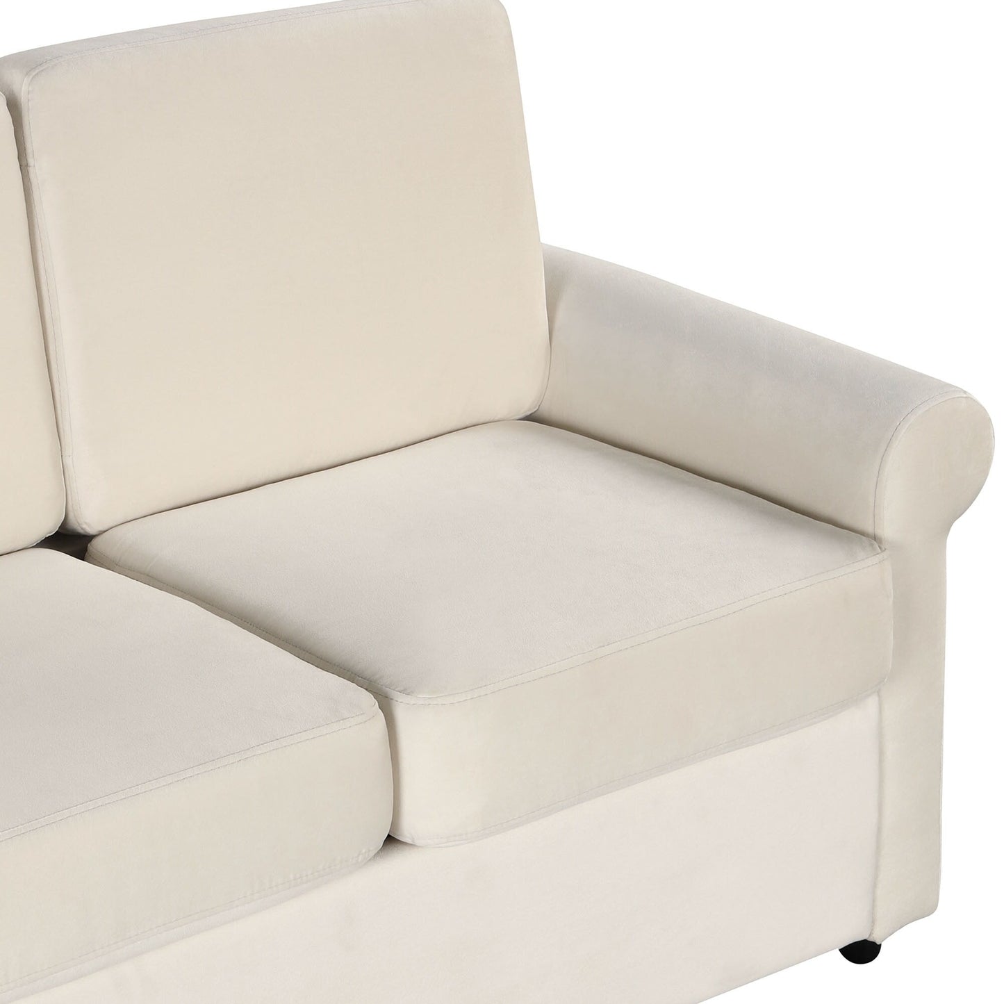 Beige 57.4 2-in-1 Velvet Loveseat Pull Out Sofa Bed with Premium Twin Size Mattress Pad and Two USB Ports