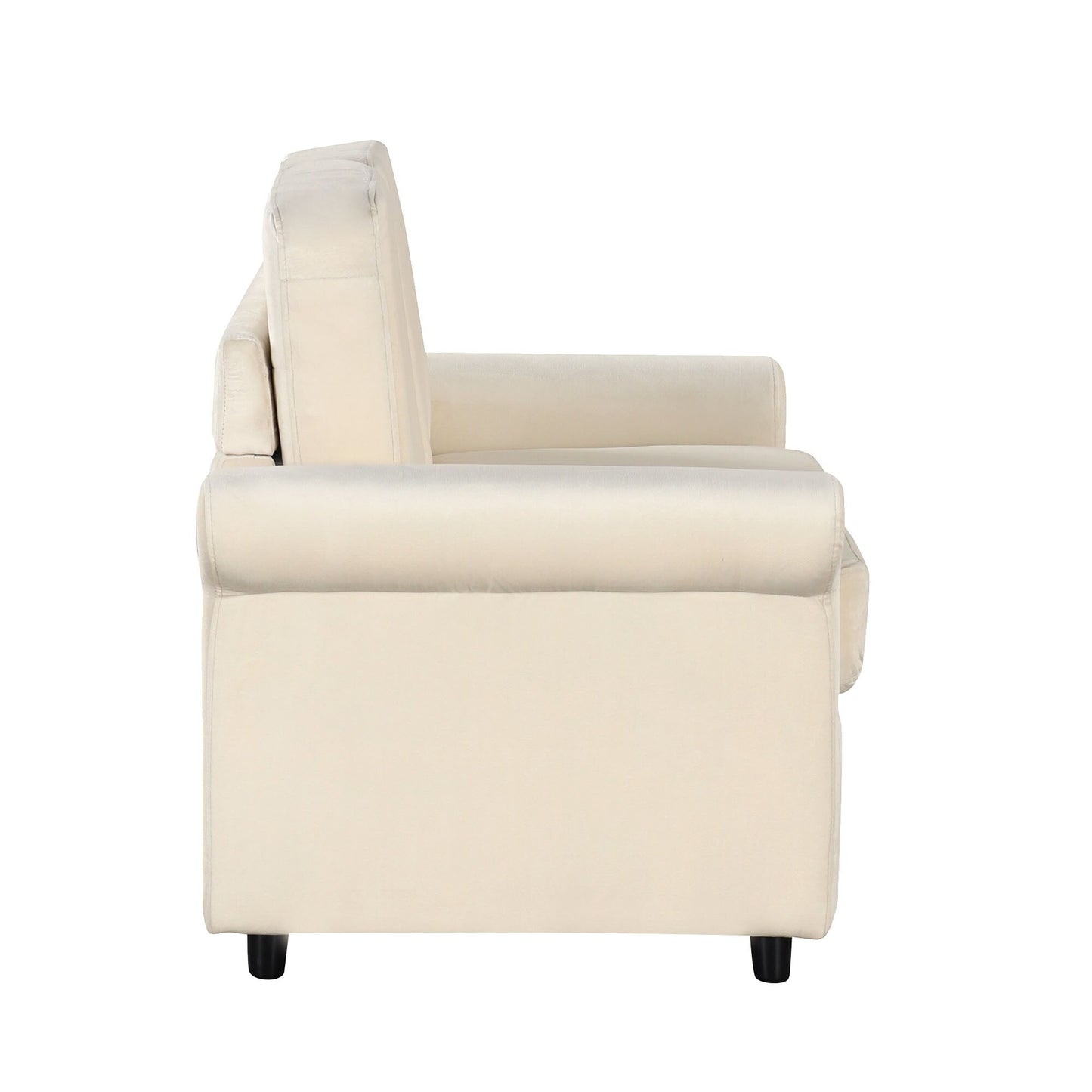 Beige 57.4 2-in-1 Velvet Loveseat Pull Out Sofa Bed with Premium Twin Size Mattress Pad and Two USB Ports