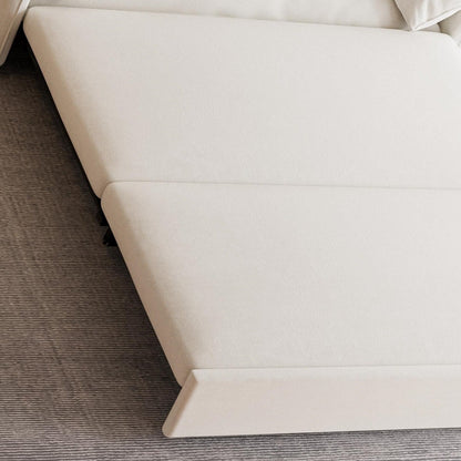 Beige 63.8 3-in-1 Velvet Loveseat Pull Out Sofa Bed with Side Storage for Living Room