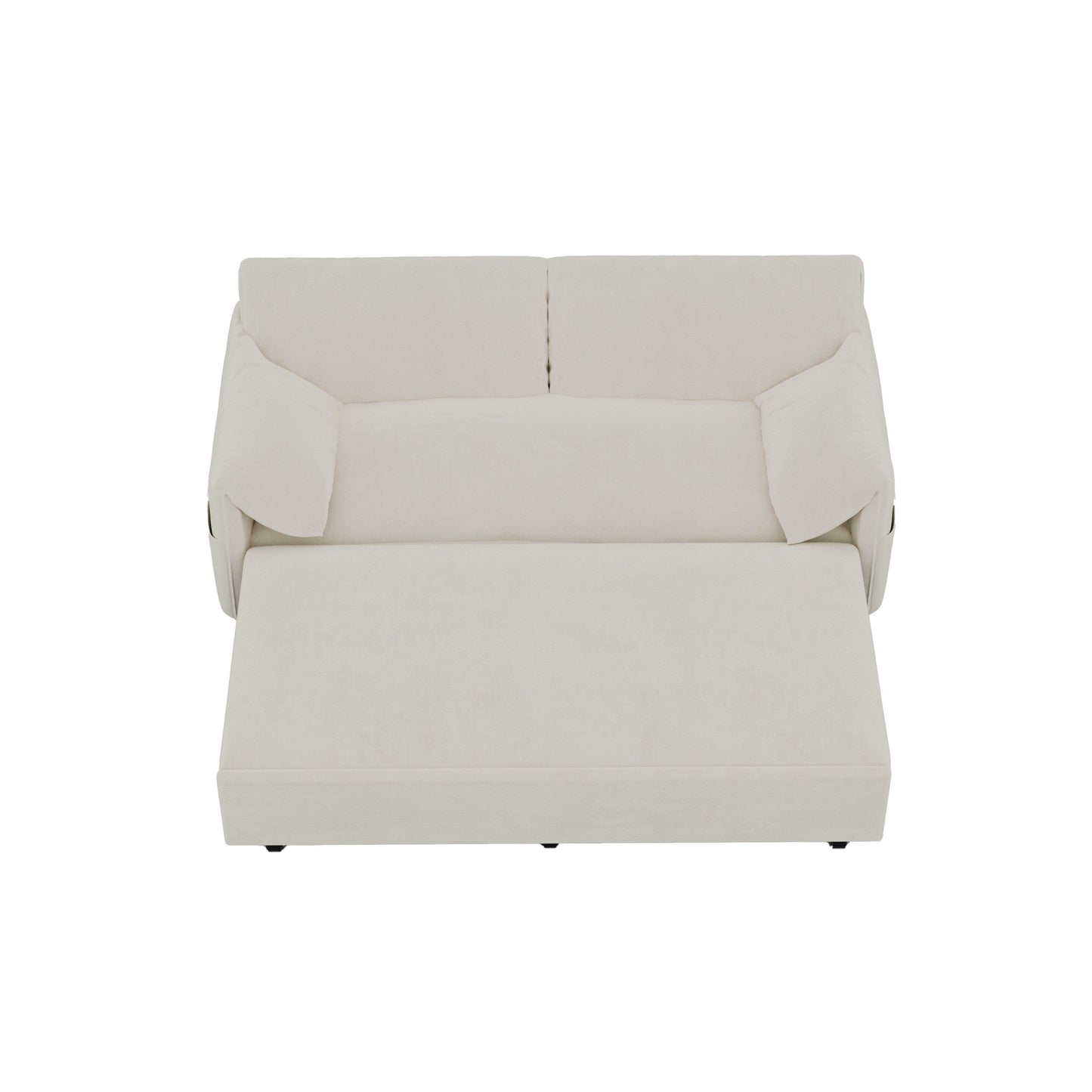 Beige 63.8 3-in-1 Velvet Loveseat Pull Out Sofa Bed with Side Storage for Living Room