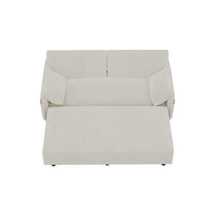 Beige 63.8 3-in-1 Velvet Loveseat Pull Out Sofa Bed with Side Storage for Living Room