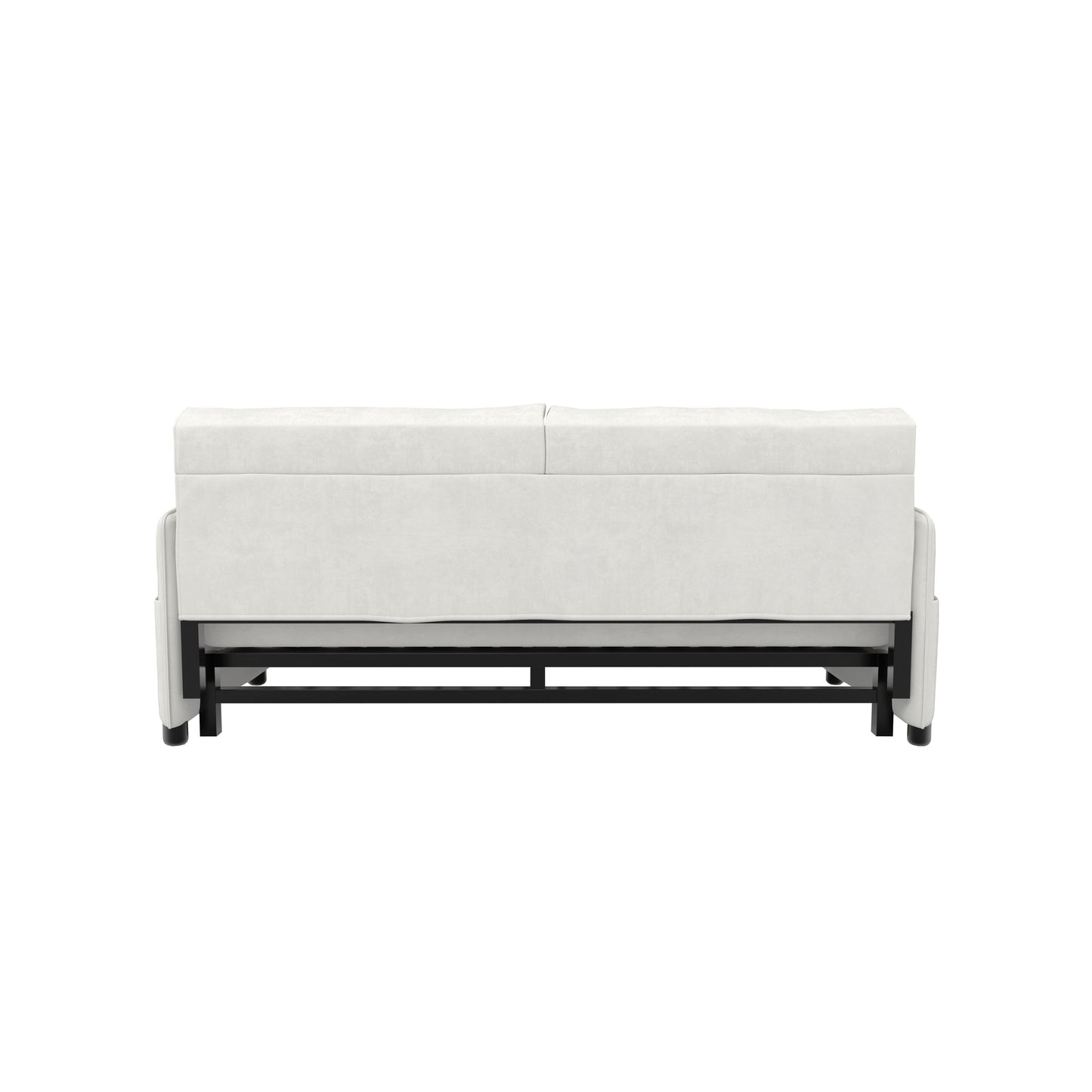 Beige 63.8 3-in-1 Velvet Loveseat Pull Out Sofa Bed with Side Storage for Living Room