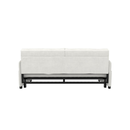 Beige 63.8 3-in-1 Velvet Loveseat Pull Out Sofa Bed with Side Storage for Living Room