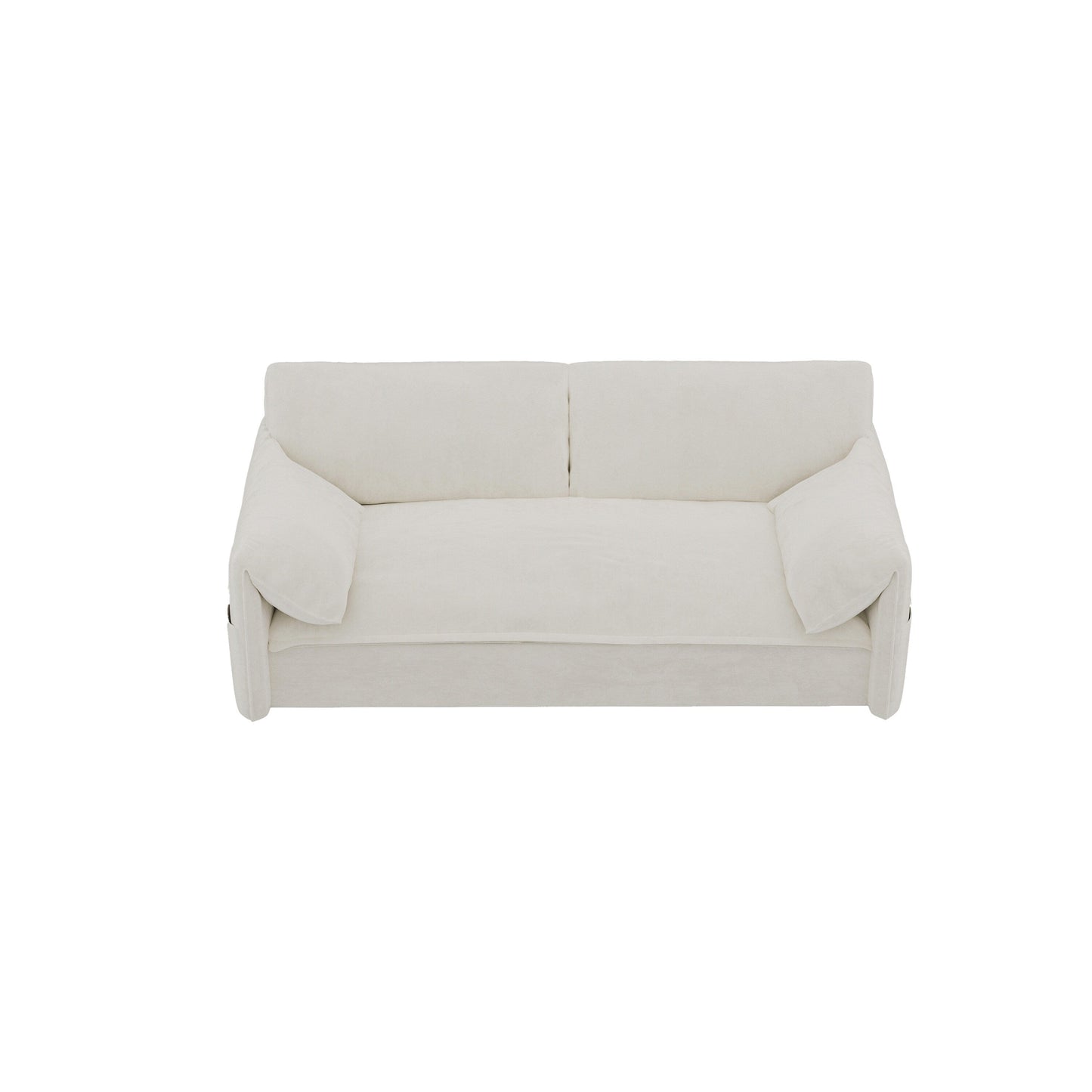 Beige 63.8 3-in-1 Velvet Loveseat Pull Out Sofa Bed with Side Storage for Living Room