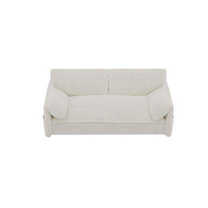 Beige 63.8 3-in-1 Velvet Loveseat Pull Out Sofa Bed with Side Storage for Living Room