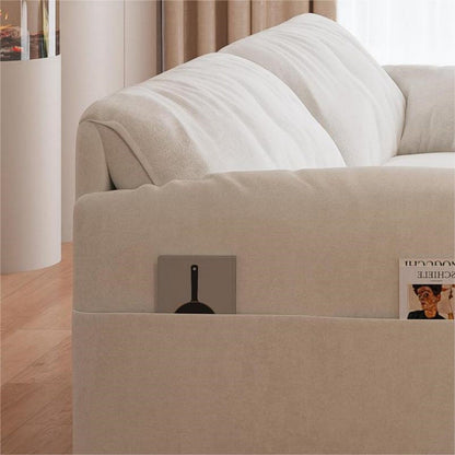 Beige 63.8 3-in-1 Velvet Loveseat Pull Out Sofa Bed with Side Storage for Living Room