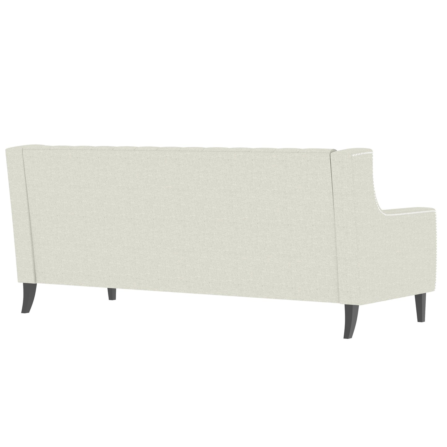Beige 78.75 Polyester 3-Seater Sofa with Tufted Back and Cushions