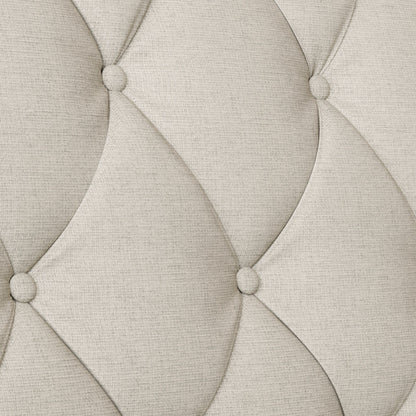 Beige 78.75 Polyester 3-Seater Sofa with Tufted Back and Cushions
