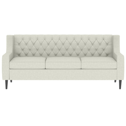 Beige 78.75 Polyester 3-Seater Sofa with Tufted Back and Cushions