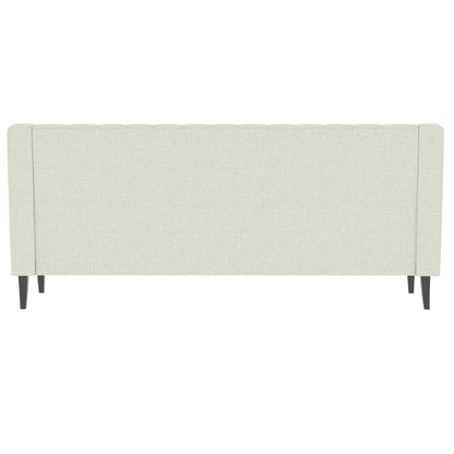 Beige 78.75 Polyester 3-Seater Sofa with Tufted Back and Cushions