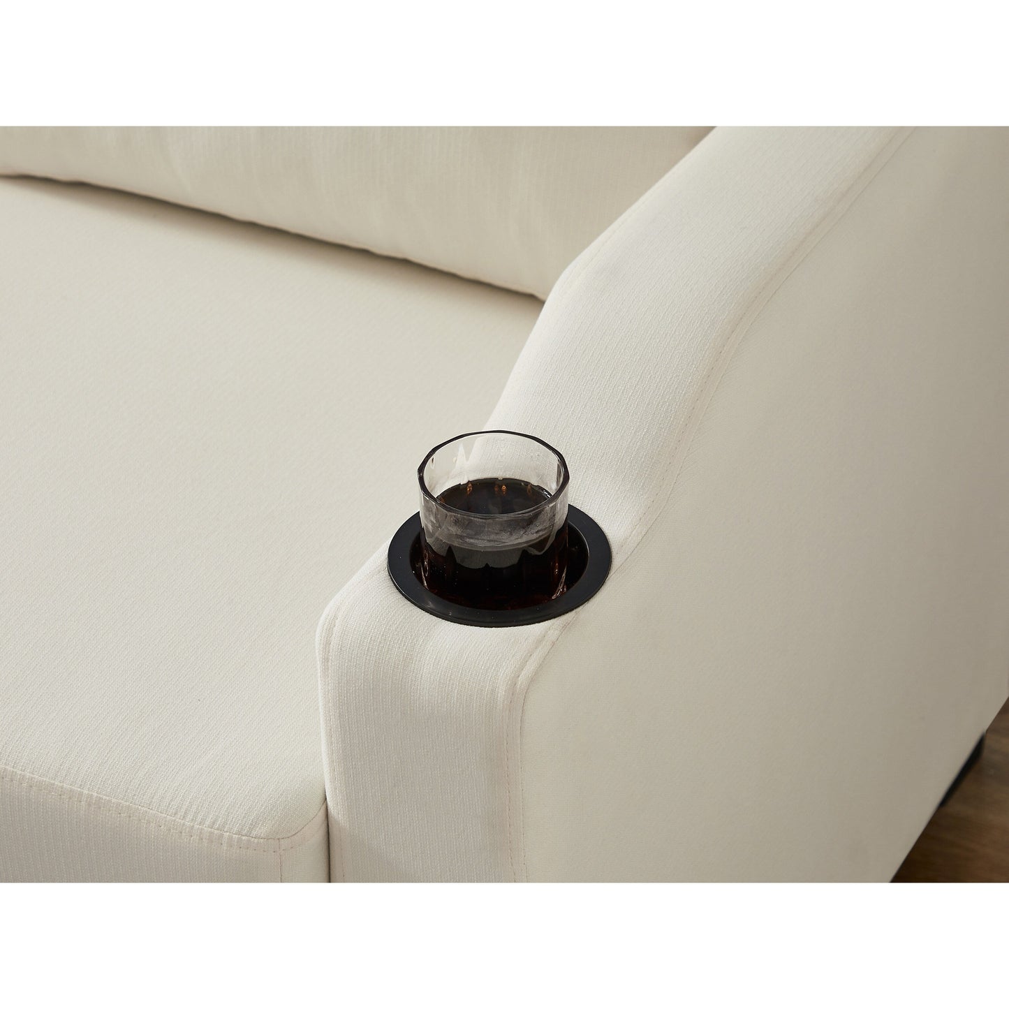 Beige 81.9'' 3-Seater Sofa with Chaise, Storage Lounge, and Easy-to-Move Design with Plastic Feet and Rubber Wheels