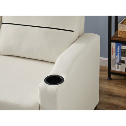 Beige 81.9'' 3-Seater Sofa with Chaise, Storage Lounge, and Easy-to-Move Design with Plastic Feet and Rubber Wheels