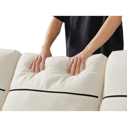 Beige 81.9'' 3-Seater Sofa with Chaise, Storage Lounge, and Easy-to-Move Design with Plastic Feet and Rubber Wheels
