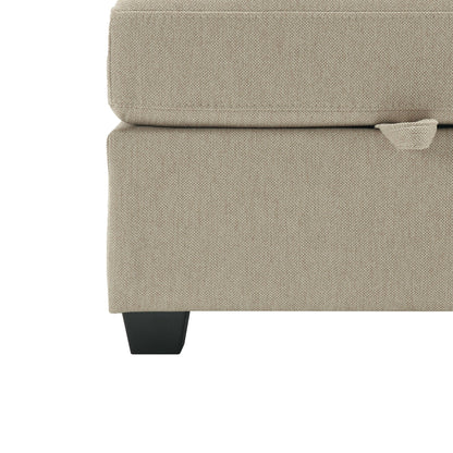 Beige 87.9'' Modular 3-Seater Sectional Sofa with Ottoman, Adjustable Backrests and Arms, Storage Seats, and Thick Cushions