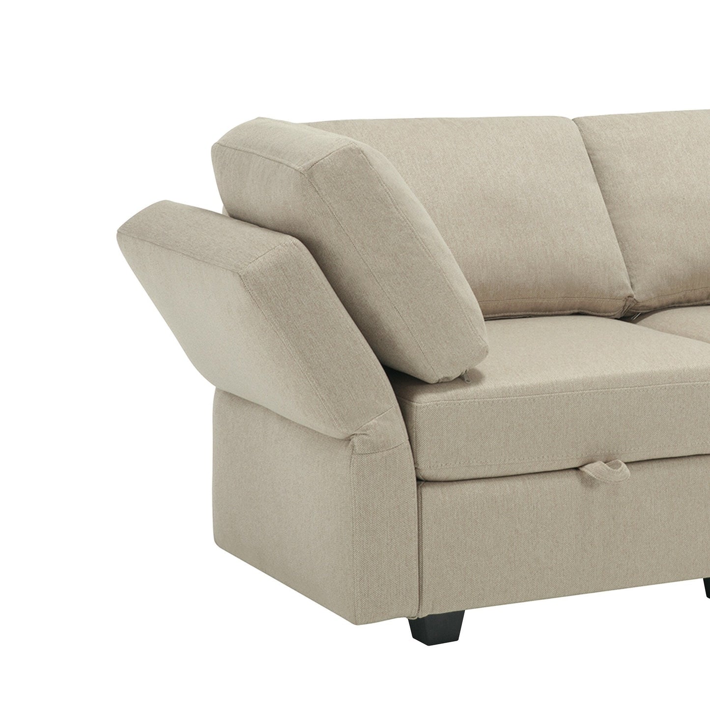 Beige 87.9'' Modular 3-Seater Sectional Sofa with Ottoman, Adjustable Backrests and Arms, Storage Seats, and Thick Cushions