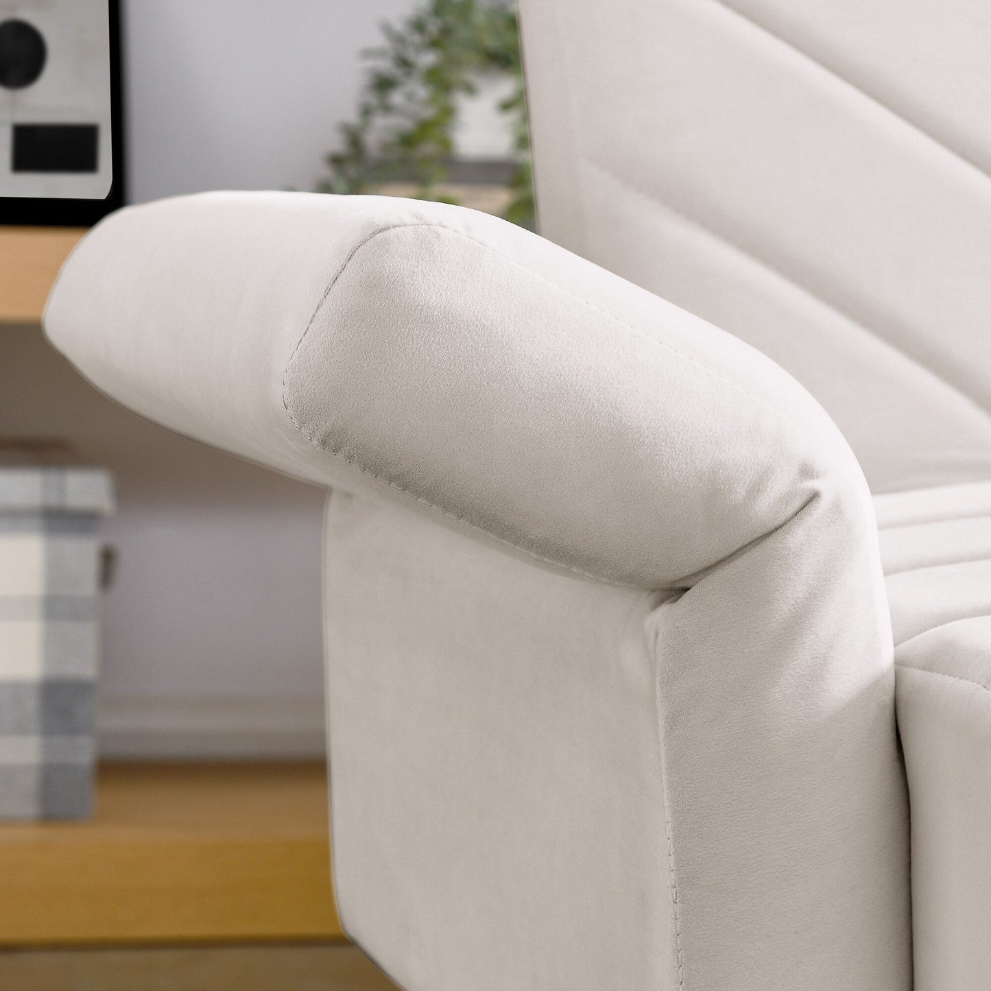 Beige 87 Velvet Tufted Convertible Futon Sofa Bed with Adjustable Armrests for Living Room