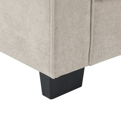 Beige 89 Velvet L-Shaped Oversized 5-Seater Sectional Sofa with Double Cushions for Corner Seating