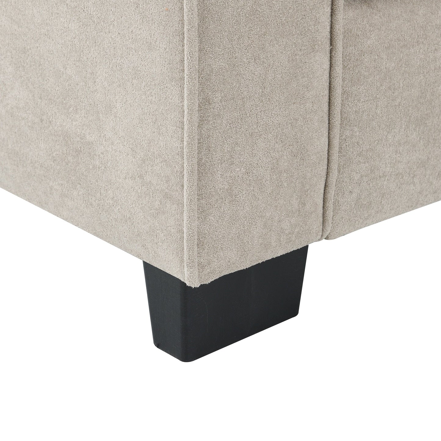 Beige 89'' Velvet L-Shaped 5-Seater Sectional Sofa with Double Cushions