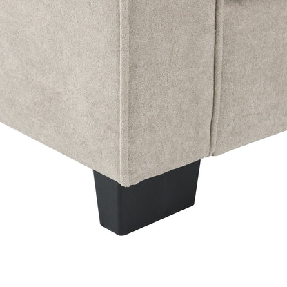 Beige 89'' Velvet L-Shaped 5-Seater Sectional Sofa with Double Cushions