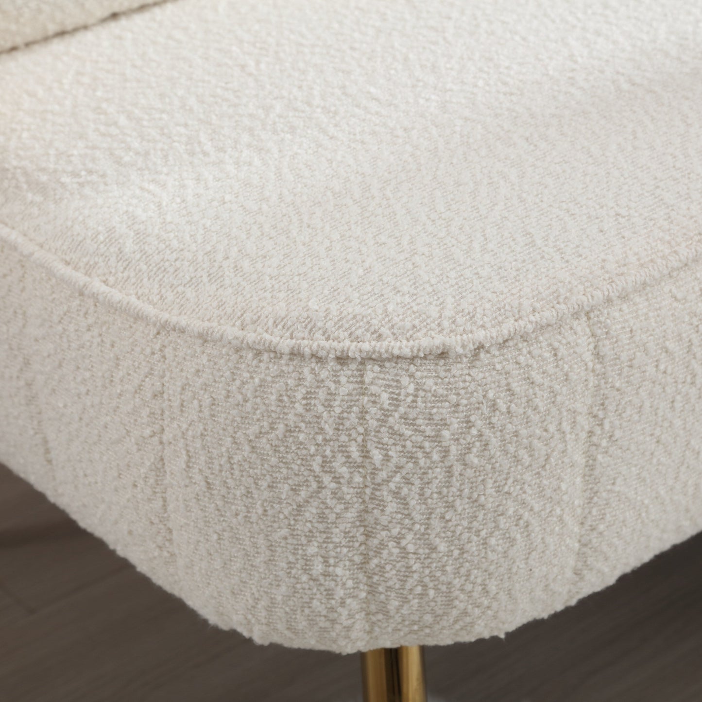 Beige Boucle Loveseat Sofa with Metal Frame