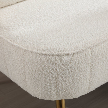 Beige Boucle Loveseat Sofa with Metal Frame