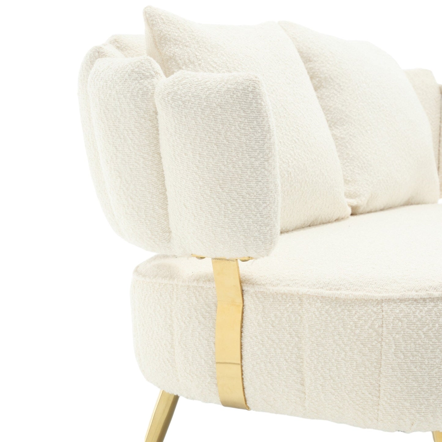 Beige Boucle Loveseat Sofa with Metal Frame