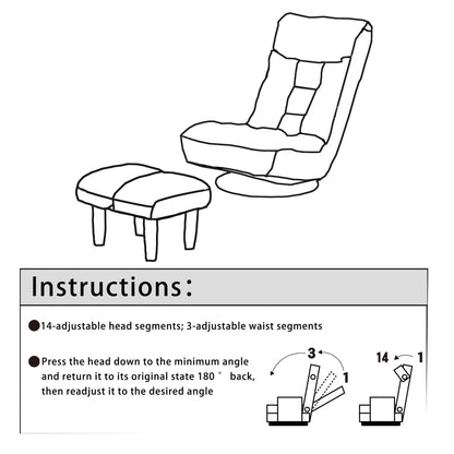 Beige Boucle Upholstered 360Â° Swivel Armless Manual Leisure Recliner Set with Ottoman, Adjustable Headrest and Backrest