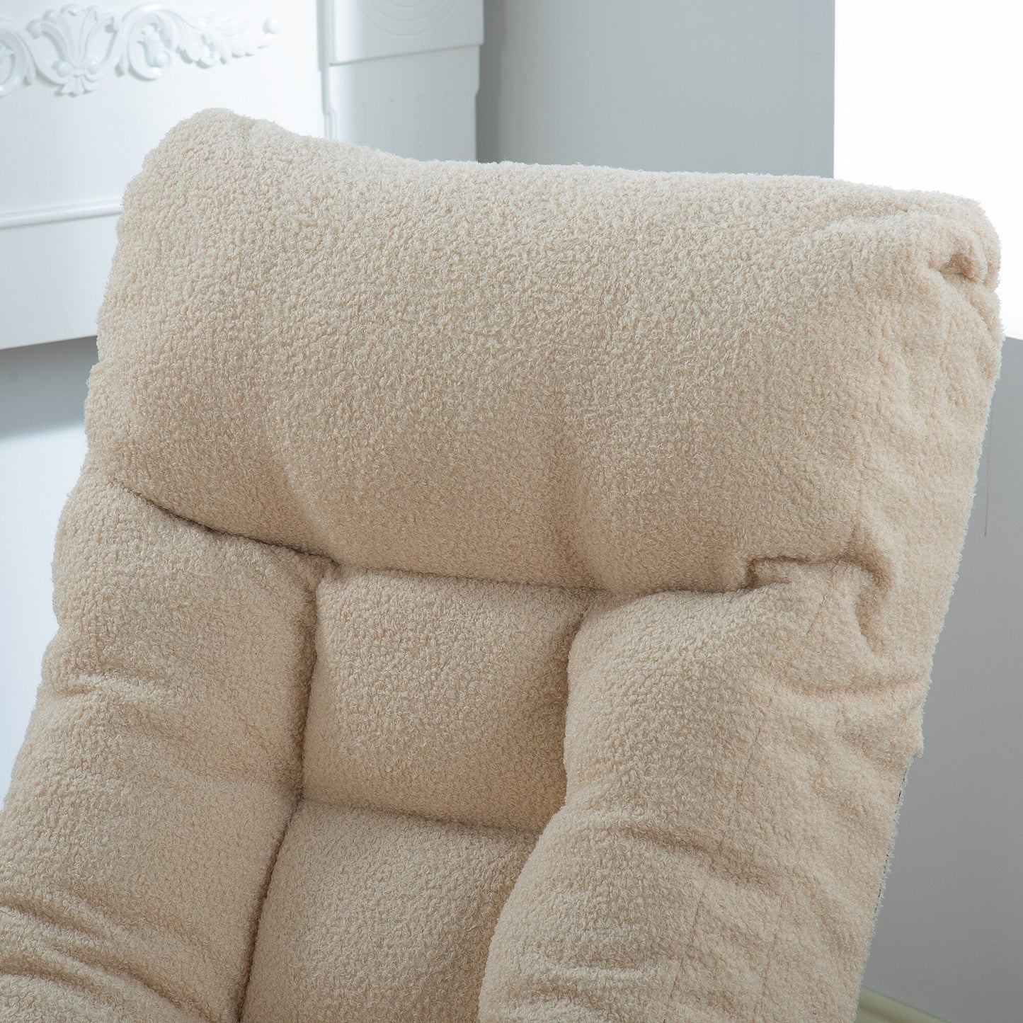 Beige Boucle Upholstered 360Â° Swivel Armless Manual Leisure Recliner Set with Ottoman, Adjustable Headrest and Backrest
