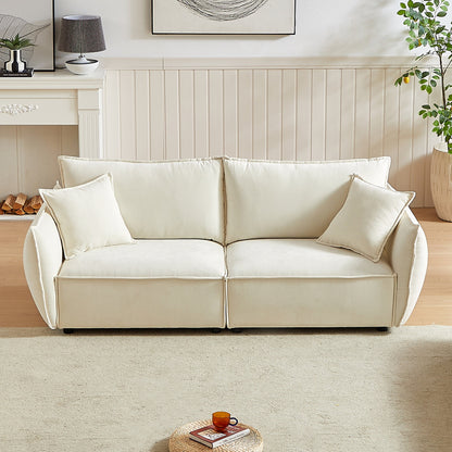 Beige Chenille 3-seater Sofa with Extra Pillows