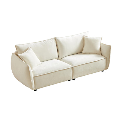 Beige Chenille 3-seater Sofa with Extra Pillows