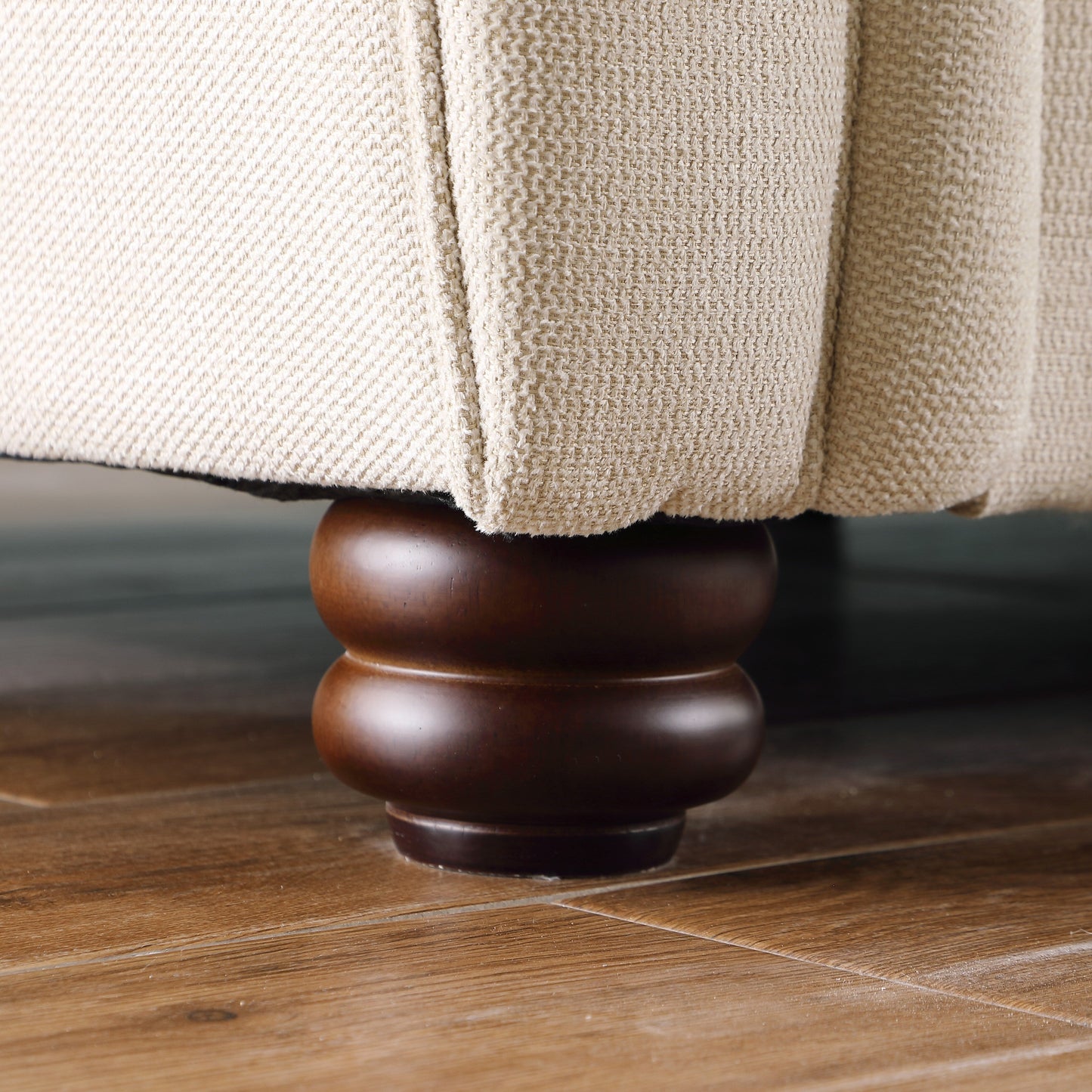 Beige Chenille 3-seater Sofa with Rolled Arms