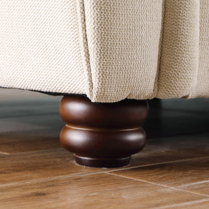 Beige Chenille 3-seater Sofa with Rolled Arms